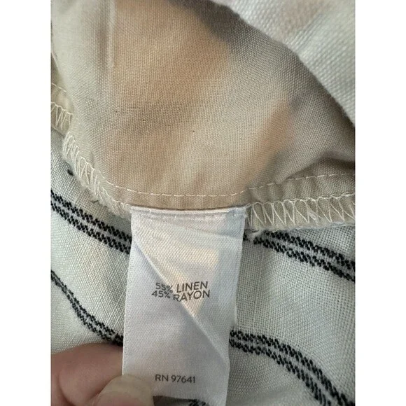 J Jill Women’s Leg Linen Blend Straight Striped White Size 4p Pockets Zip Beachy - Picture 6 of 7